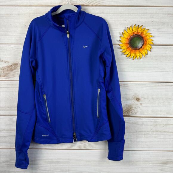 Nike Tops - Nike Fit Full Zip Jacket Athletic Running Track Blue Small